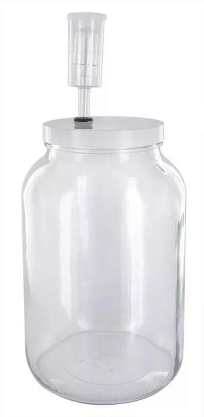 1 Gallon GLASS WIDE MOUTH FERMENTER With 3PC Airlock and Drilled Grommeted Lid – Mason or Pickle Jar for Winemaking or Kombucha