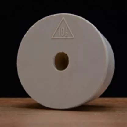 #10.5 DRILLED RUBBER STOPPER 53mm TOP 45mm BOTTOM White Gum from Vintage Shop