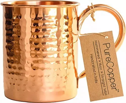 100-copper-mug-moscow-mule-16oz-hammered-pure-copper-thick-straight-wall 100% Copper Mug for Moscow Mule - 16oz Hammered Pure Copper Thick Straight Wall