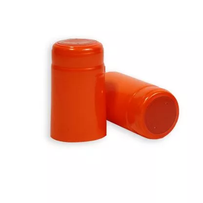 100 Pack ORANGE SHRINK CAPSULES 100 PVC Caps for Wine Bottles (Plain Top)