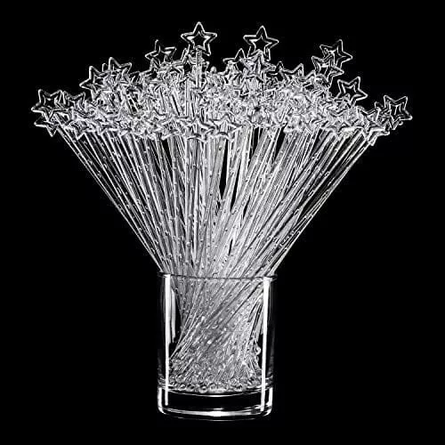 100-pieces-9-1-inch-star-top-swizzle-sticks-disposible-plastic-star-top-crystal- 100 Pieces 9.1 Inch Star Top Swizzle Sticks Disposible Plastic Star Top Crystal Swizzle Sticks (Clear)