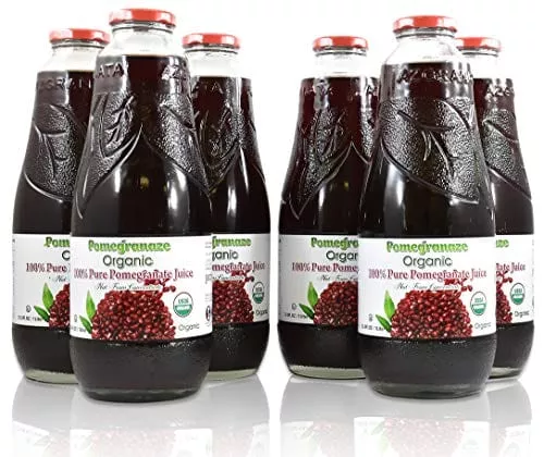 100-pomegranate-juice-usda-organic-certified-glass-bottle-6-pack-no-sugar-no-art 100% Pomegranate Juice - USDA Organic Certified - Glass Bottle (6 Pack) No Sugar, No Artificial Colors, No Preservatives, No Flavors Added