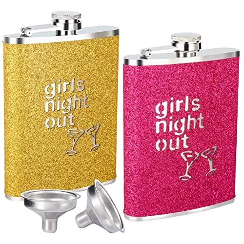 2-pack-8oz-glitter-hip-flask-flasks-liquor-men-women-with-funnel-set-18-8-stainl 2 Pack 8oz Glitter Hip Flask, Flasks for Liquor for Men Women with Funnel Set, 18/8 Stainless Steel Leak Proof With Colorful Glitter Coating.