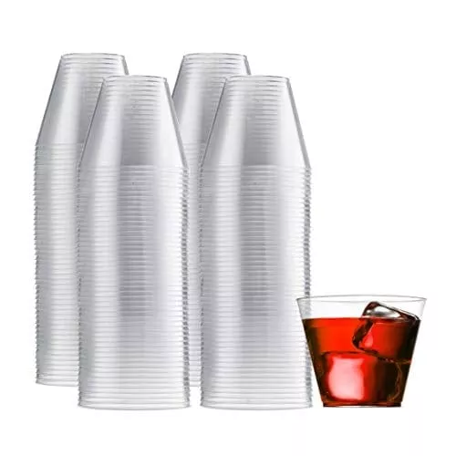 200-clear-plastic-cups-9-oz-old-fashioned-tumblers-fancy-disposable-wedding-part 200 Clear Plastic Cups 9 Oz Old Fashioned Tumblers Fancy Disposable Wedding Party Cups Recyclable and BPA-Free