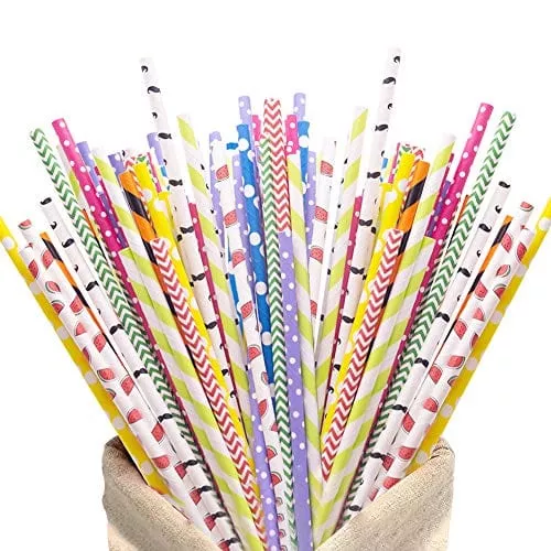 200pack-biodegradable-paper-straws-10-different-pattern-cute-cool-juices-shakes- 200Pack Biodegradable Paper Straws,10 Different Pattern Cute Cool Juices, Shakes, , Cake Pops, iced coffee,Party Supplies and DIY Decorations