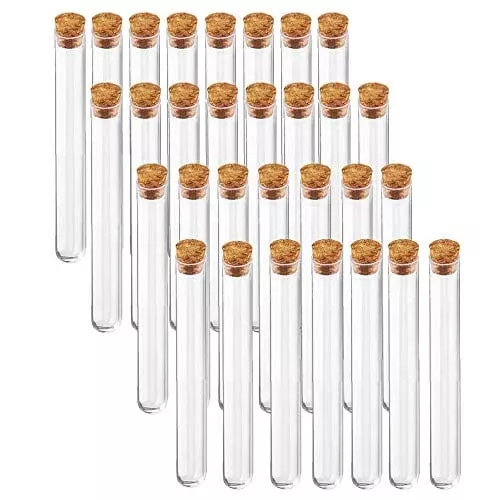 30 PCS Glass Test Tube,15x150mm Glass Tubes with Cork Stoppers,20ml Glass Test Tube for Bath Salt,Candy Storage,Plants,Party Favors,Scientific Experiments