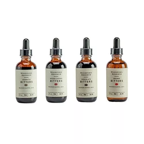 Bourbon Bitters Bundle: Woodford Reserve Aromatic, Spiced Cherry, Orange, and Chocolate Cocktail Bitters - 2 oz Each (Original Version)