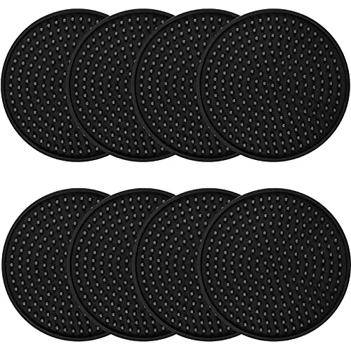 coasters-drinks-perfect-silicone-drink-coasters-set-8-non-stick-black-coasters-c Coasters for Drinks , Perfect Silicone Drink Coasters Set of 8, Non-Stick Black Coasters for Coffee Table, Wooden Table, Heat Resistant Coaster Set with Deep Grooved, Coasters Fit All Cups