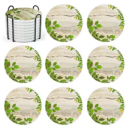 coasters-set-cute-green-leaf-ceramic-coaster-coasters-drinks-absorbent-funny-coa Coasters Set,Cute Green Leaf Ceramic Coaster,Coasters for Drinks Absorbent Funny,Coasters for Coffee Table,Coasters for Drinks Absorbent with Holder,The Best Gift for Friends Or Family