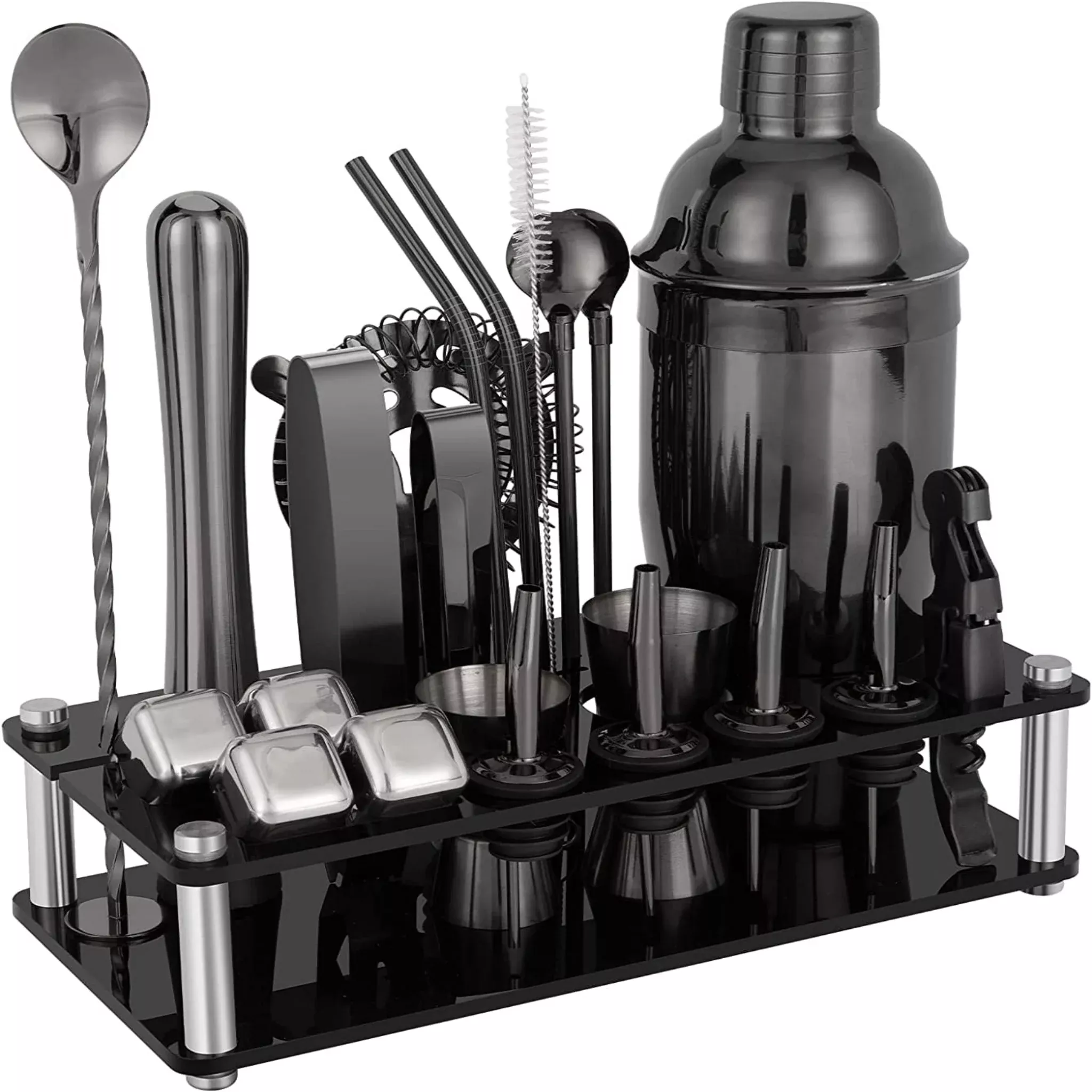 Cocktail Shaker Set Bartender Kit with Acrylic Stand
