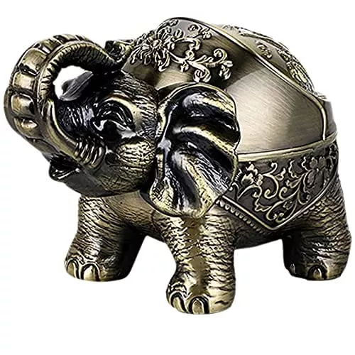 decorative-windproof-ashtray-with-lid-vintage-elephant-cigarettes-ashtray-outdoo Decorative Windproof Ashtray with Lid Vintage Elephant Cigarettes Ashtray for Outdoors Indoors Metal Smoking Ashtray Fancy Gift for Men Women