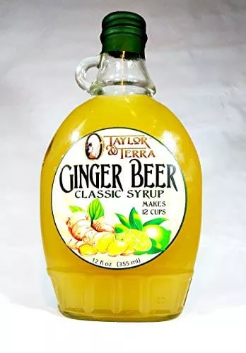 Ginger Beer Soda Syrup by Taylor & Terra- A robust and spicy real ginger, honey & pineapple blend. (12 fl oz, Glass Bottle) (Classic Ginger, 12 fl oz)