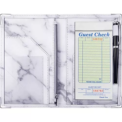 marble-server-books-guest-check-holders-with-9-pockets-includes-zipper-pouch-wit Marble Server Books Guest Check Holders with 9 Pockets Includes Zipper Pouch with Pen Holder Fit Server Apron for Restaurant Waiter Waitress (Blue, 1 Pack)