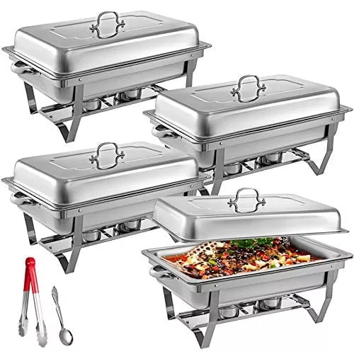 mophorn-chafing-dish-4-packs-4-quart-stainless-steel-full-size-rectangular-chafe Mophorn Chafing Dish 4 Packs 4 Quart Stainless Steel Full Size Rectangular Chafers for Catering Buffet Warmer Set with Folding Frame