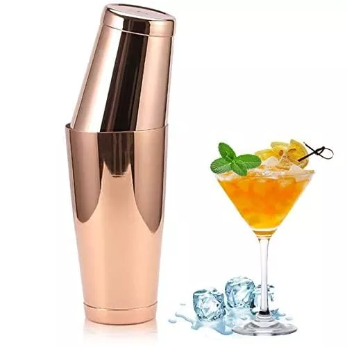 Stainless Steel Pro Boston Shaker - 2 Piece Unweighted 18oz & Weighted 28oz Martini Drink Shaker Kit for Bartender - Black