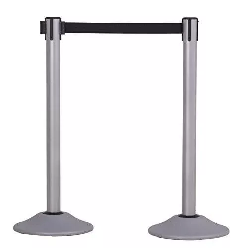 us-weight-u2103ext-heavy-duty-premium-steel-stanchion-with-extended-13-foot-retr US Weight - U2103EXT Heavy Duty Premium Steel Stanchion with Extended 13-Foot Retractable Belt – Silver