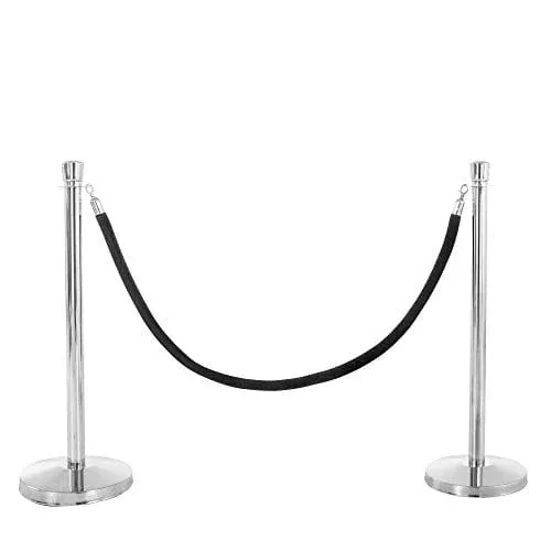 us-weight-u2140-premier-chrome-post-black-velvet-rope-crowd-control-stanchions US Weight - U2140 Premier Chrome Post and Black Velvet Rope Crowd Control Stanchions