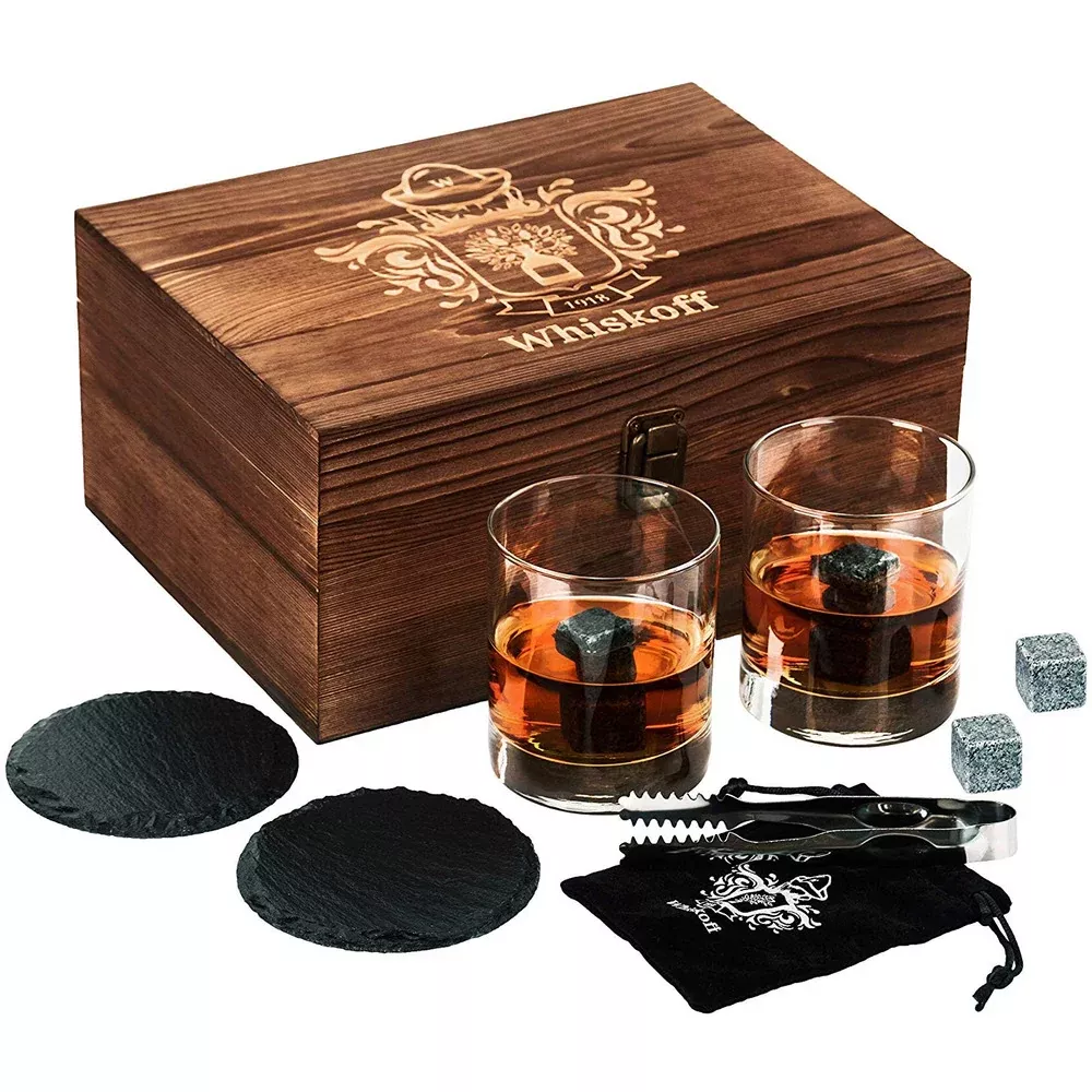 Whiskey Glasses Set & Stones